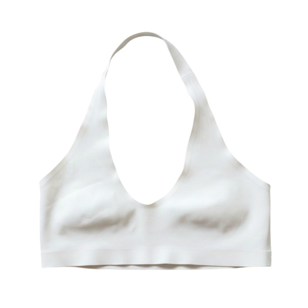 Free People Halter Bralette Bra Seamless Stretch S White Sporty Yoga Lounge Boho